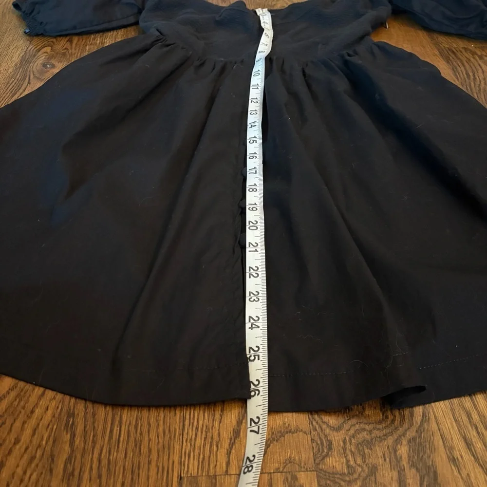 Maeve by Anthropologie Black Puff Sleeve Button Front Dress | Size Small - Picture 6 of 7